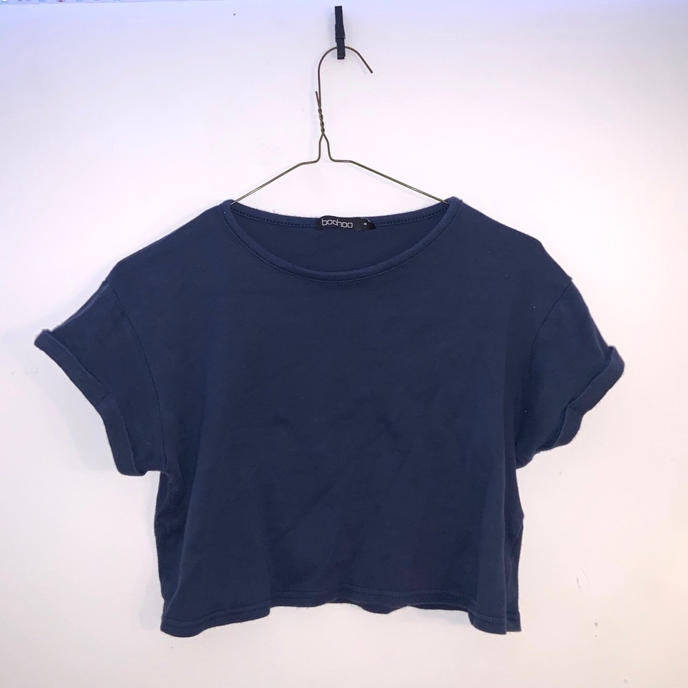 Boohoo Cropped Blue Top